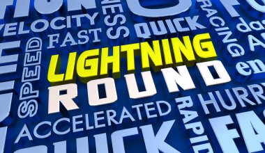 Şimşek Yuvarlak Oyun Yarışması Hızlı Hızlı Tepki Kelimeleri 3d İllüstrasyonu