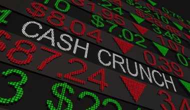 Cash Crunch Borsa Hisse Fiyatları Şirketi Düşük Para Problemi 3d İllüstrasyon