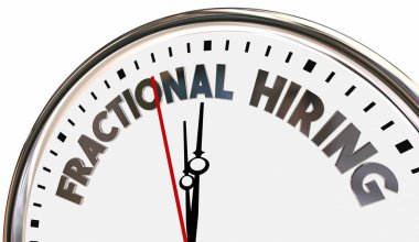 Fractional Hiring Clock Part Time Workers Employees 3d Illustration clipart