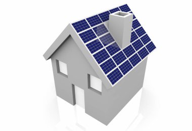 Ev Hattındaki Güneş Panelleri Yenilenebilir Enerji Gücü Çatısı 3d Görüntü