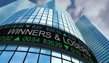 Kazananlar ve Kaybedenler Borsa Şirketleri Fiyatları Düşürdü 3d İllüstrasyon
