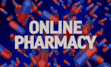 Çevrimiçi Eczane İlaç Kapsülleri İlaç Dijital İnternet Mağazası 3d İllüstrasyon