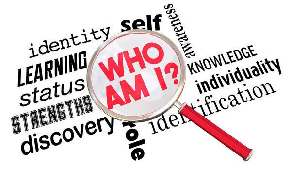 Who Am I Find Search Your Identity Self Discovery Magnifying Glass Words 3d Illustration
