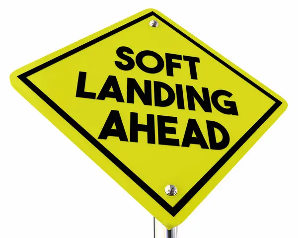 stock image Soft Landing Ahead Sign Economic Forecast Future Rate Policy Success 3d Illustration