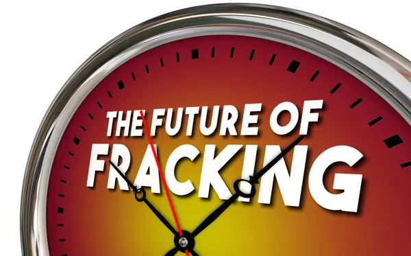 stock image The Future of Fracking Fossil Fuels Drilling Extraction Gas Oil Clock 3d Illustration