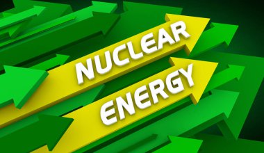 Yükselen Güç Santrallerindeki Nükleer Enerji Temiz Sürdürülebilir Kaynak 3d İllüstrasyonu