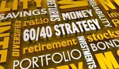 60. 40 Strateji Çorap Tahvilleri Emeklilik Tasarruf Planı 3d İllüstrasyon