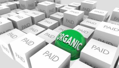 Organic vs Paid Media Choice Which Best Customer Reach Decision 3d Illustration clipart