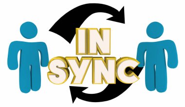 Senkronizasyon: İki Kişi Anlaşması Hizalama Okları Birlikte Çalışan 3d Resim