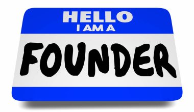 Merhaba Ben Kurucu İşletme Lideriyim Girişimci Mucidi İsim Etiketi 3d İllüstrasyon