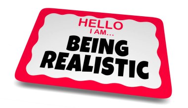 Merhaba Ben Gerçekçi Oluyorum Etiket Etiketi Pratik Gerçekçi 3D İllüstrasyon. jpg