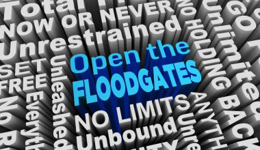 Sel Akımlarını Aç Sınırsız Kelime Yok 3d İllüstrasyonu