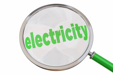 Elektrik Kelime Büyüteci Yakından Bakış Elektrikli Enerji 3D Görüntü