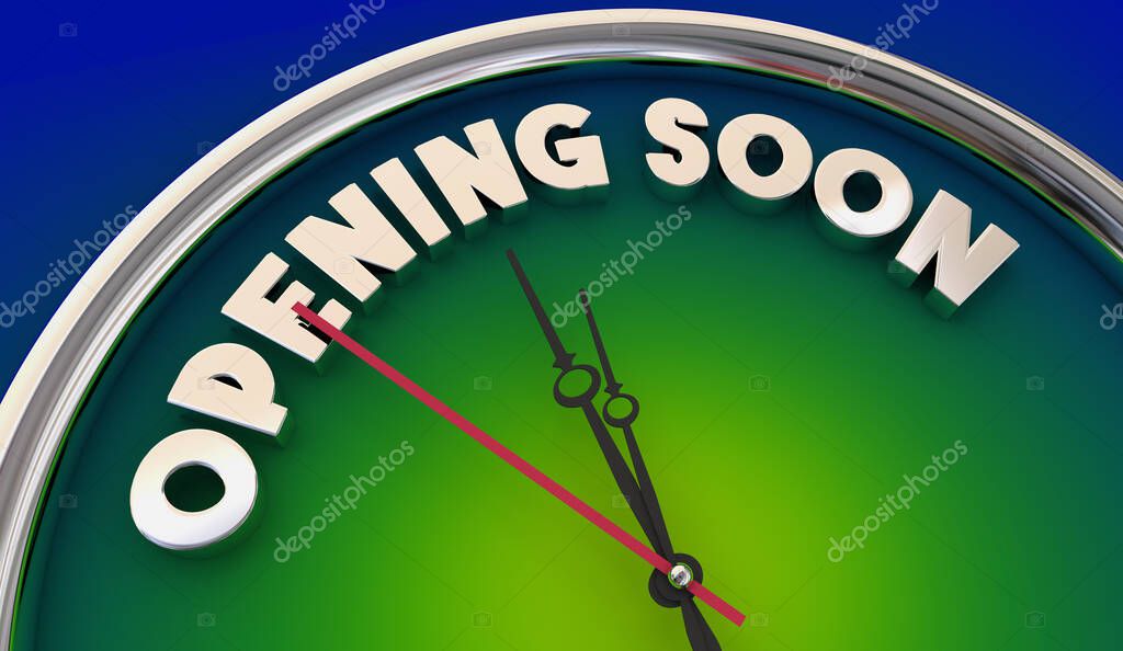 Opening Soon Clock Countdown Big Kickoff Launch Event Time 3d Illustration