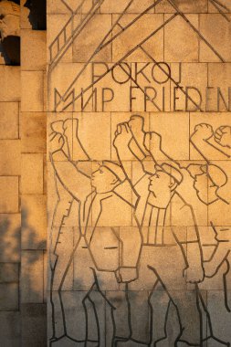 Monument to the Uprising on St. Anna Mountain by Xawery Dunikowski in autumn surroundings. Socialist realism clipart