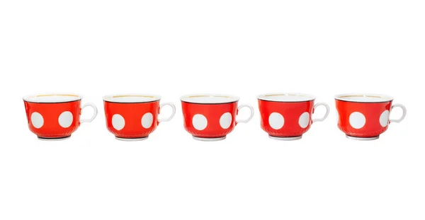 Red Cups White Background Set Five Pieces — Stock Photo, Image