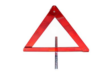 Acil durum dur işareti, uyarı üçgeni beyaz arkaplanda katlandı