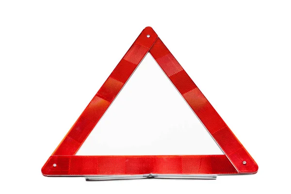 stock image Emergency stop sign, warning triangle folded on white background