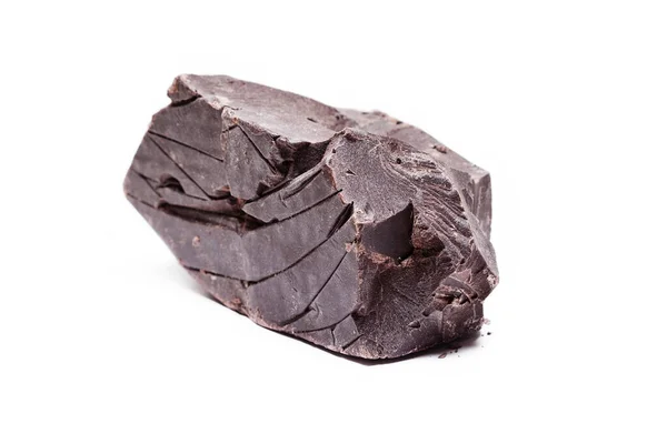Gran Pedazo Chocolate Crudo Negro Aislado Sobre Fondo Blanco — Foto de Stock