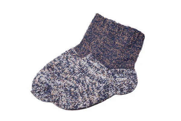 Knitted Wool Handmade Socks White Background — Stock Photo, Image