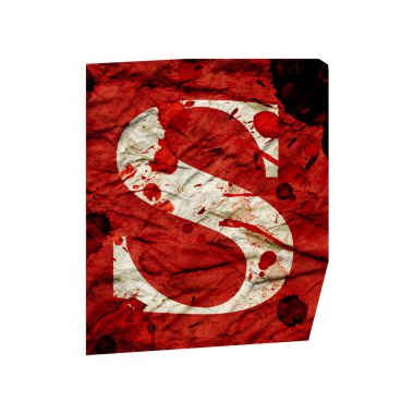 Fidye alfabesindeki harfleri kes. Şantaj Fidye Kaçıran Anonim Not Yazı Tipi. İngiliz Harfleri buruşuk, eski, kirli kağıt desenli ve beyaz üzerine kan sıçramış. Kolaj biçimi tasarımı