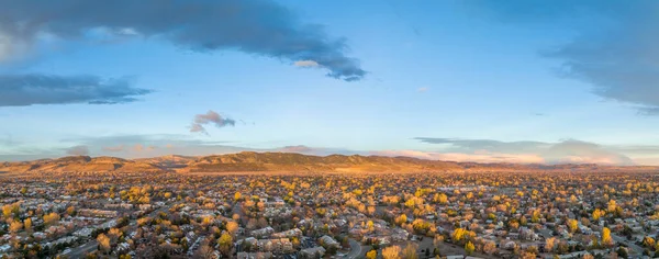 November Sunrise Fort Collins Foothills Rocky Mountains Northern Colorado Aerial — Stock Photo, Image