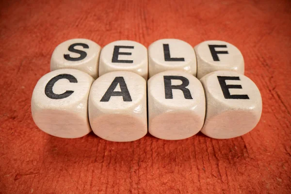 Self Care Text Letter Cubes Macro Shot Health Lifestyle Concept — Stock Photo, Image