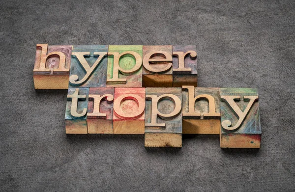 Hypertrophy Word Letterpress Wood Type Enlargement Organ Tissue Increase Size — Stock Photo, Image
