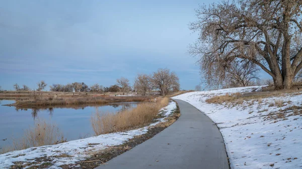 November Skymning Över Cykelväg South Platte River Trail Nära Brighton — Stockfoto