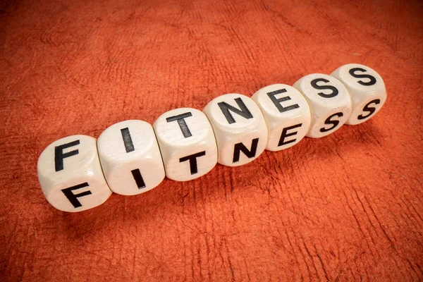 Fitness Word Letter Cubes Macro Shot Lifestyle Concept — Stock Photo, Image