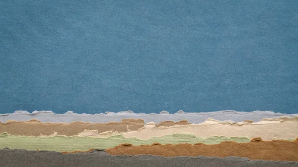 Abstrakt Landskap Blå Och Jord Pastelltoner Samling Handgjorda Traspapper — Stockfoto