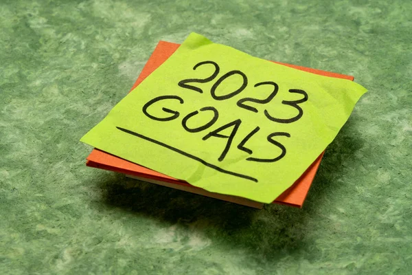 2023 Целей Почерк Черными Чернилами Напоминание Новый Год Целей Резолюций — стоковое фото