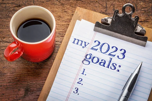 2023 Λίστα Στόχων Μου Στο Πρόχειρο Και Καφέ Κατά Grunge — Φωτογραφία Αρχείου