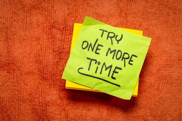 Try One More Time Handwritten Motivational Note Determination Persistence Encouragement — Stock Photo, Image