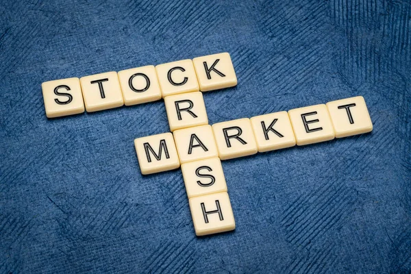 Stock Market Crash Crossword Ivory Letter Tiles Textured Paper Business —  Fotos de Stock