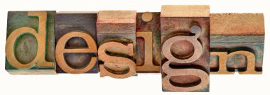design - twisted word  in vintage wooden letterpress type blocks, stained by color ink, isolated on white