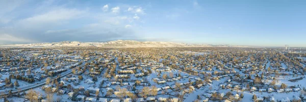 Cold Winter Sunrise Residential Area Fort Collins Rocky Mountains Foothills — Fotografia de Stock