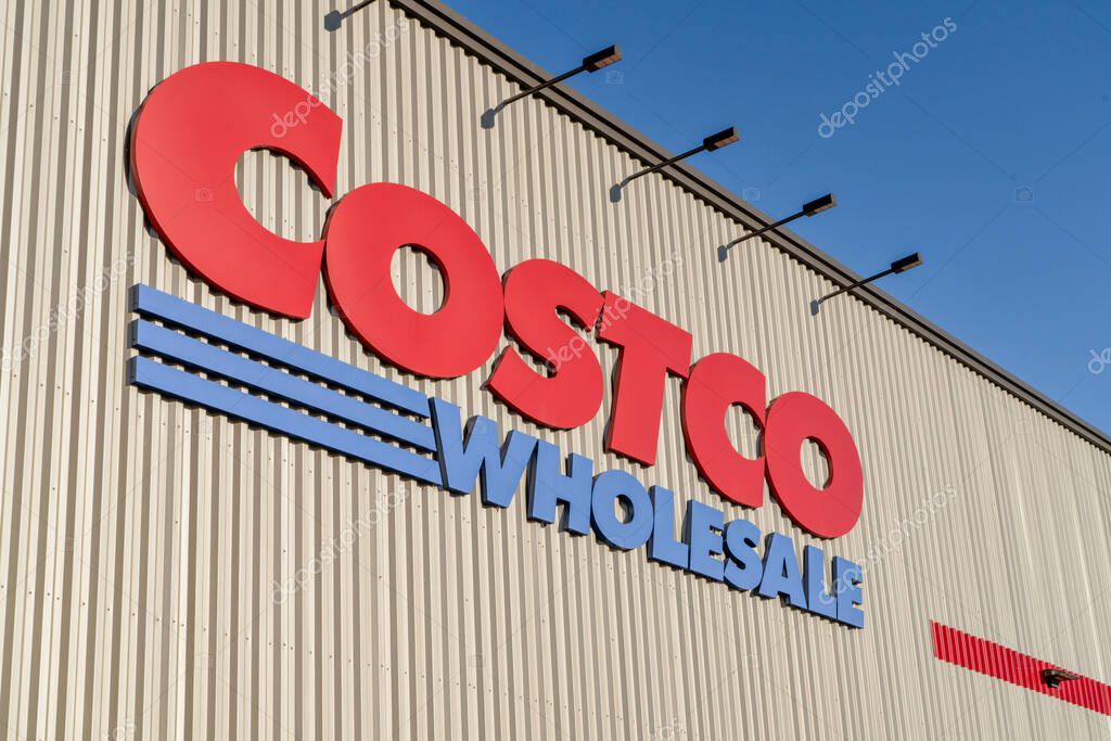 Timnath, CO, USA - March 18, 2023: Facade sign of Costco Wholesale - members-only warehouse selling a huge variety of items including bulk groceries, electronics and more as seen near Fort Collins in northern Colorado.