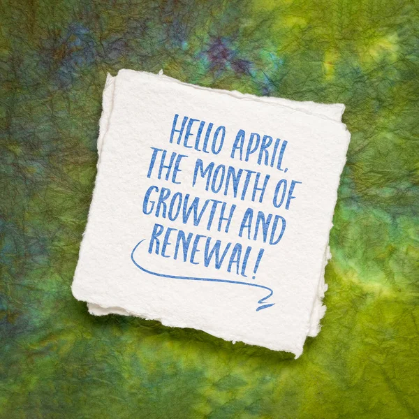 Hallo April Der Monat Des Wachstums Und Der Erneuerung Handschrift — Stockfoto