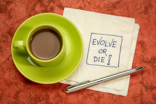 Evolve Die Serviette Doodle Mit Einer Tasse Kaffee Lifestyle Und — Stockfoto