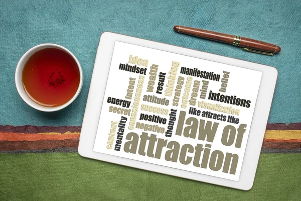 Law Attraction Word Cloud Digital Tablet — Stock Photo, Image