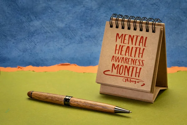 Mes Conciencia Salud Mental Mayo Nota Calendario Escritorio —  Fotos de Stock