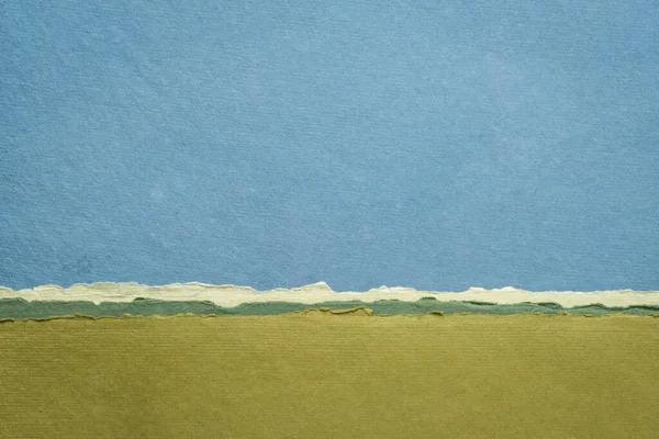Abstract Landschap Blauwe Groene Tinten Een Verzameling Handgemaakte Vodden — Stockfoto