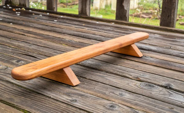 Persian Shena Push Board Backyard Wooden Deck Springtime Scenery — Stock Photo, Image