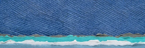 青い空と海の抽象的な風景 手作りのテクスチャアートペーパー パノラマバナーのコレクション — ストック写真
