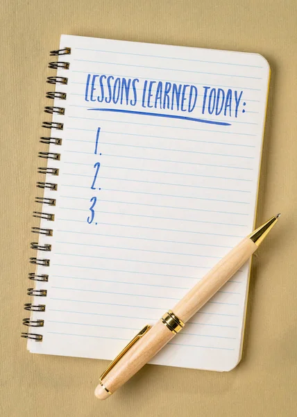 Lições Aprendidas Hoje Uma Lista Caderno Diário Conceito Diário — Fotografia de Stock