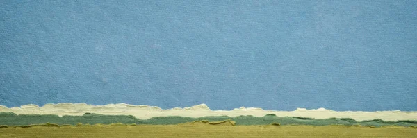 Mavi Gökyüzü Pastel Tonlarda Soyut Manzara Yapımı Paçavra Kağıtları Panorama — Stok fotoğraf