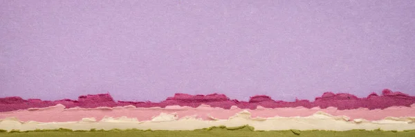 Abstract Landschap Roze Groene Pasteltinten Een Verzameling Handgemaakte Lompen Panorama — Stockfoto