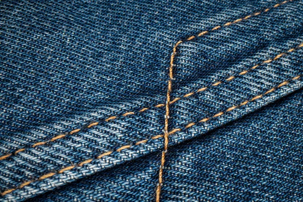 Primo Piano Cuciture Una Giacca Jeans Blu — Foto Stock