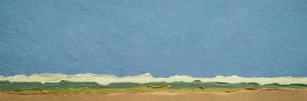 Abstraktní Krajina Pastelových Tónech Modrou Oblohou Sbírka Ručně Vyráběných Hadrových — Stock fotografie
